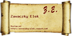 Zavaczky Elek névjegykártya